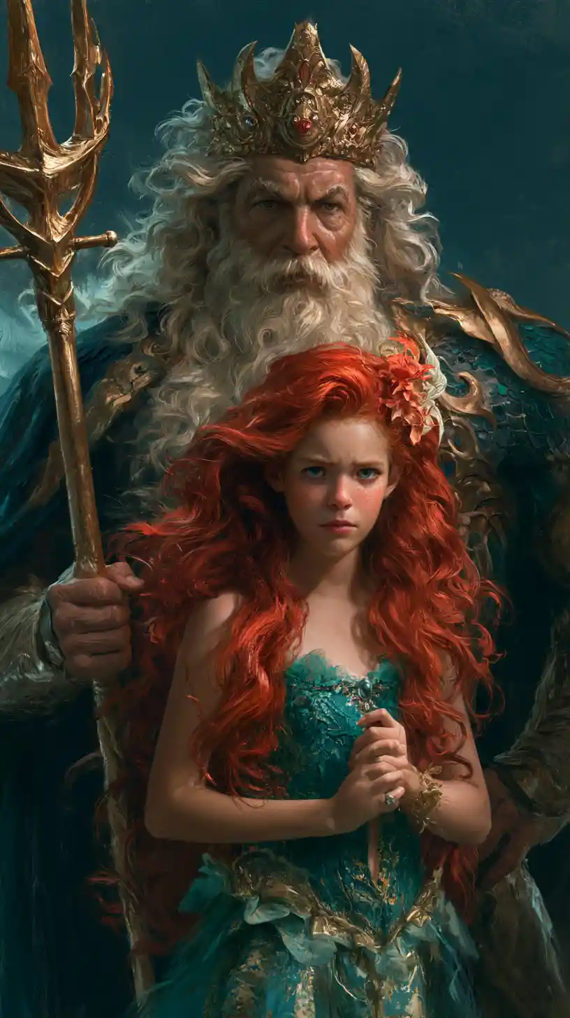Young princess standing beside her powerful father