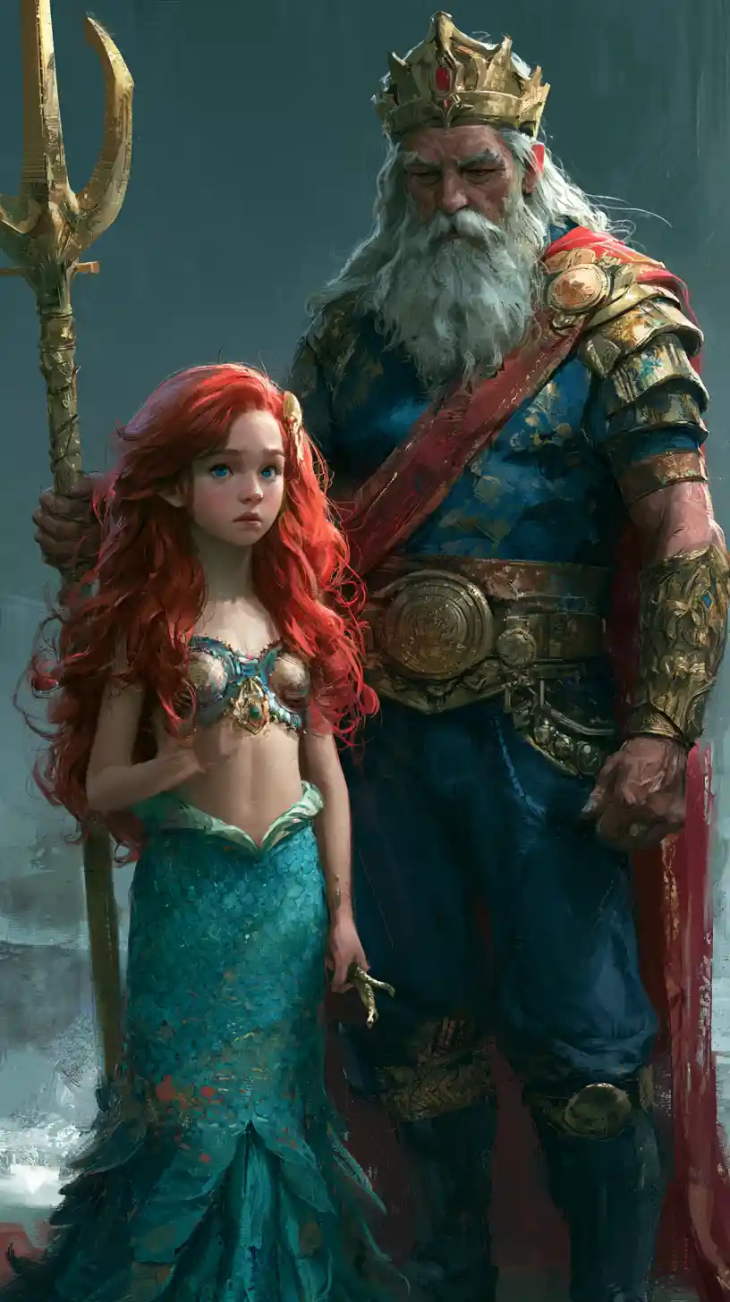 Young princess standing beside her powerful father