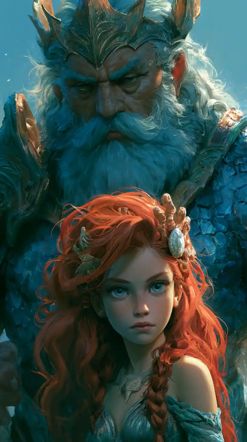 Young princess standing beside her powerful father