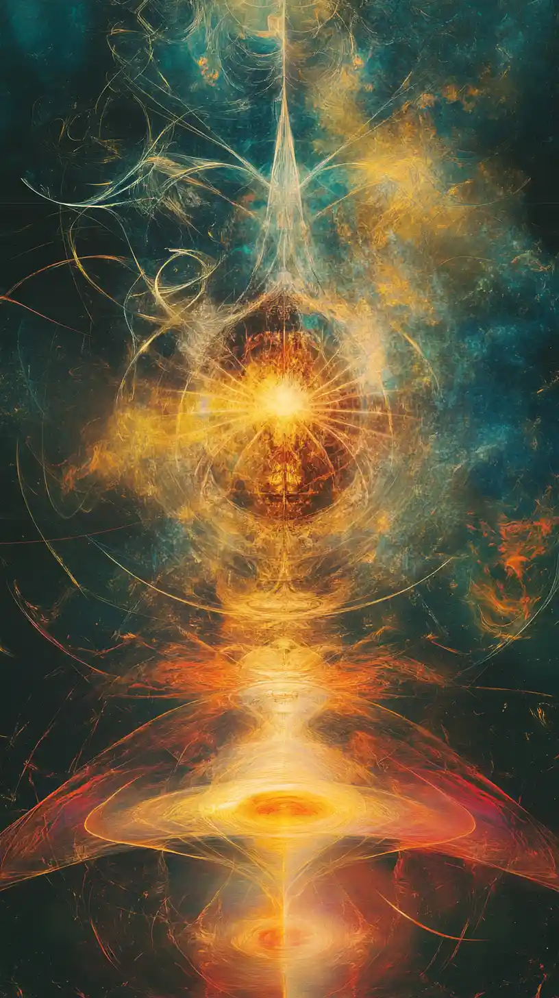 Surreal light beam evoking a spiritual god dream vision