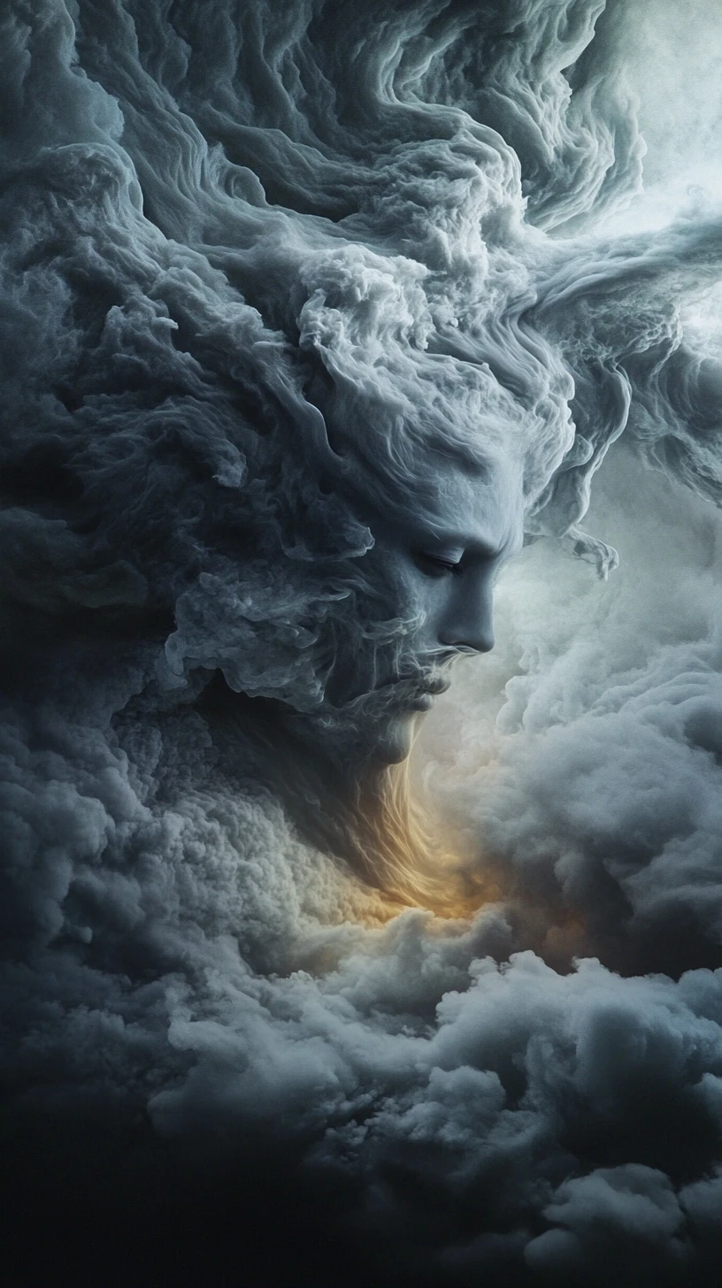 Soft surreal scene like misting rain touching souls