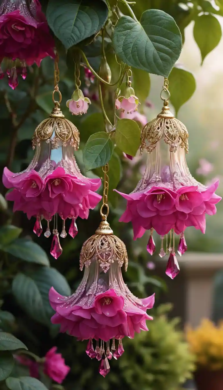 Fantasy flower with crystal details in sunlit close up