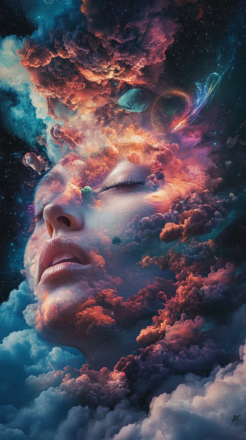 Radiant ultralight beam in a surreal cosmic dreamscape