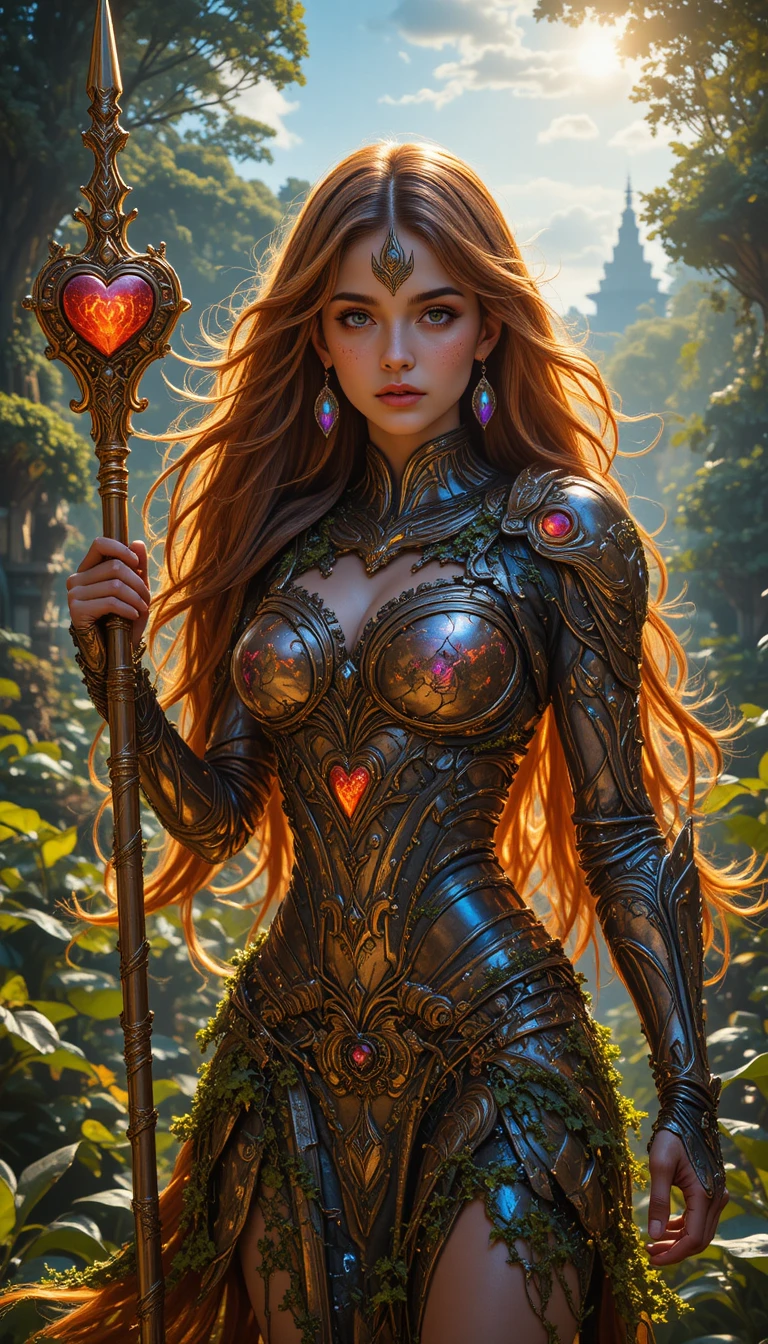 Lava forged warrior goddess of love in ancient jungle