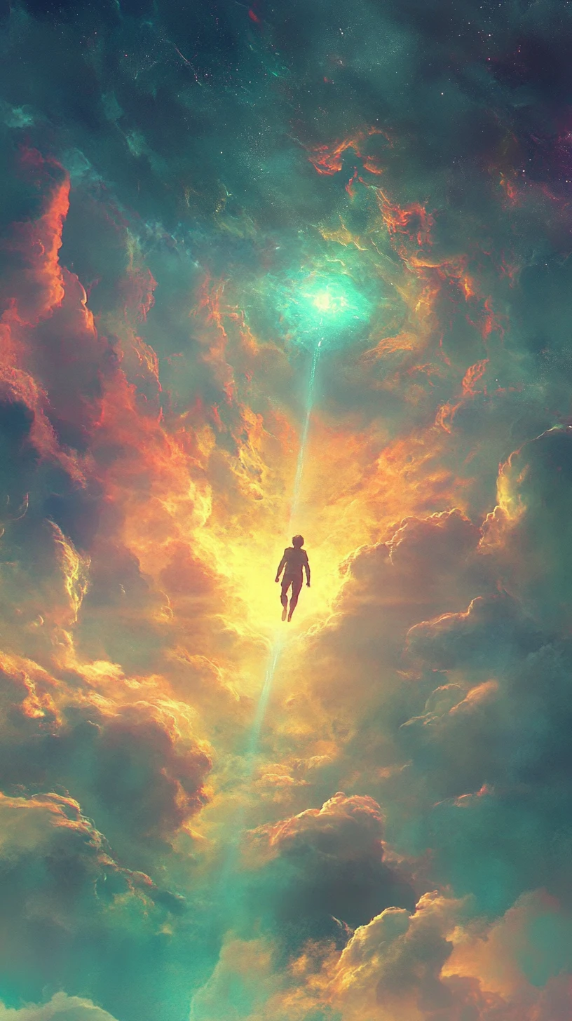 Surreal ultralight beam in a divine dreamlike scene