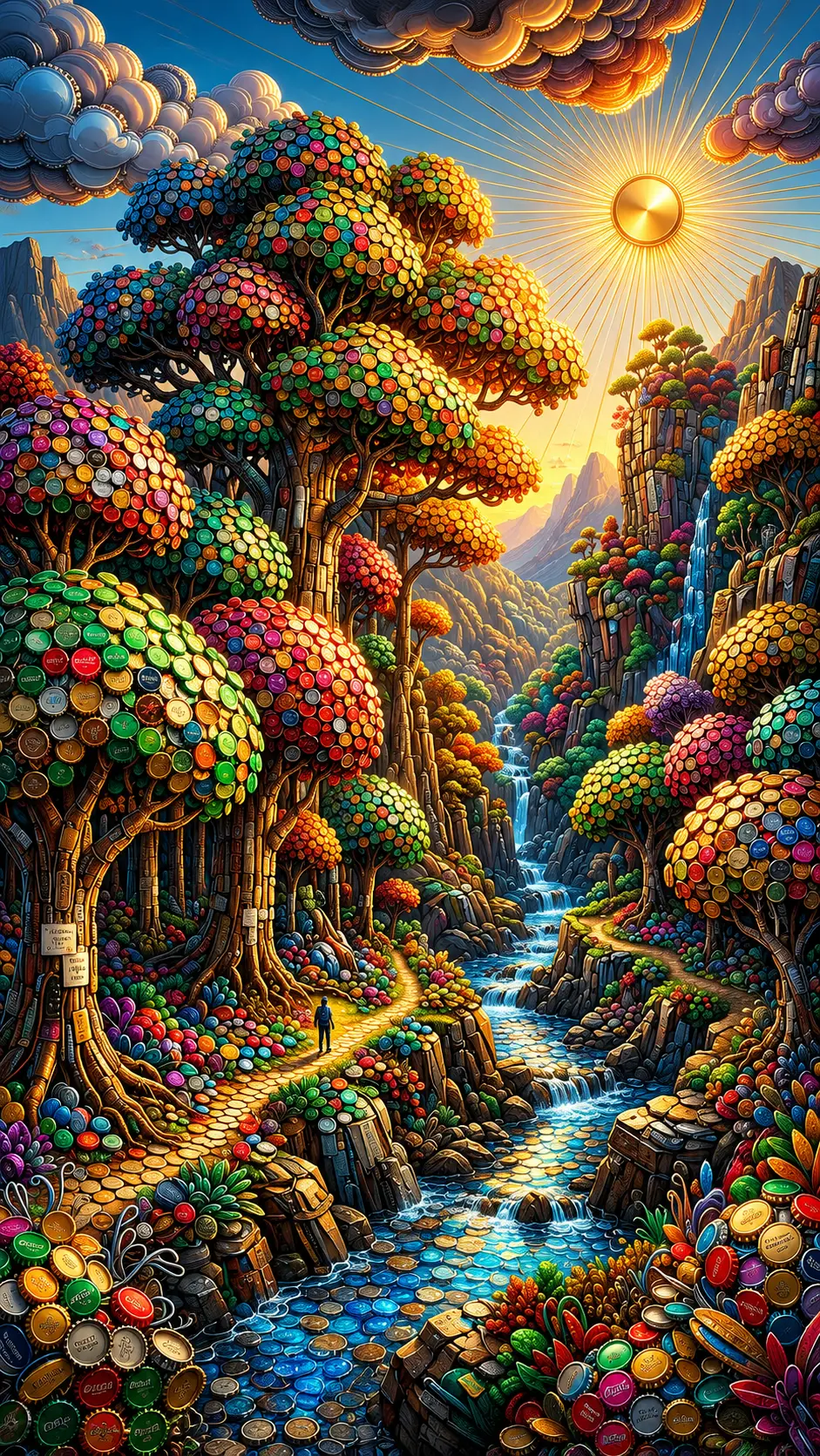 Majestic digital forest landscape with dramatic directional light
