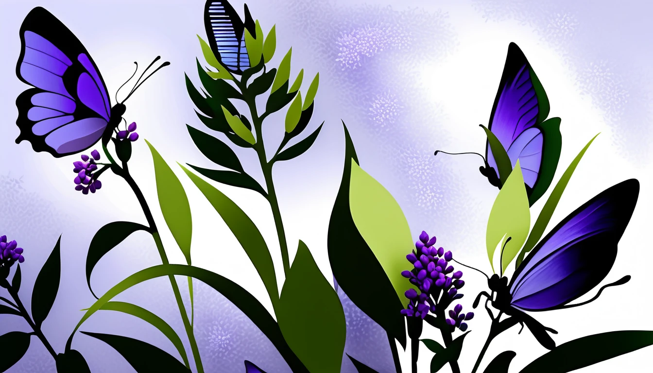 Purple butterfly bush flowers on soft periwinkle background