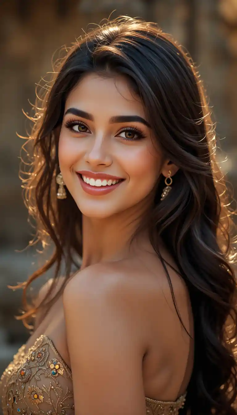 Elegant Indian woman with a radiant, confident smile