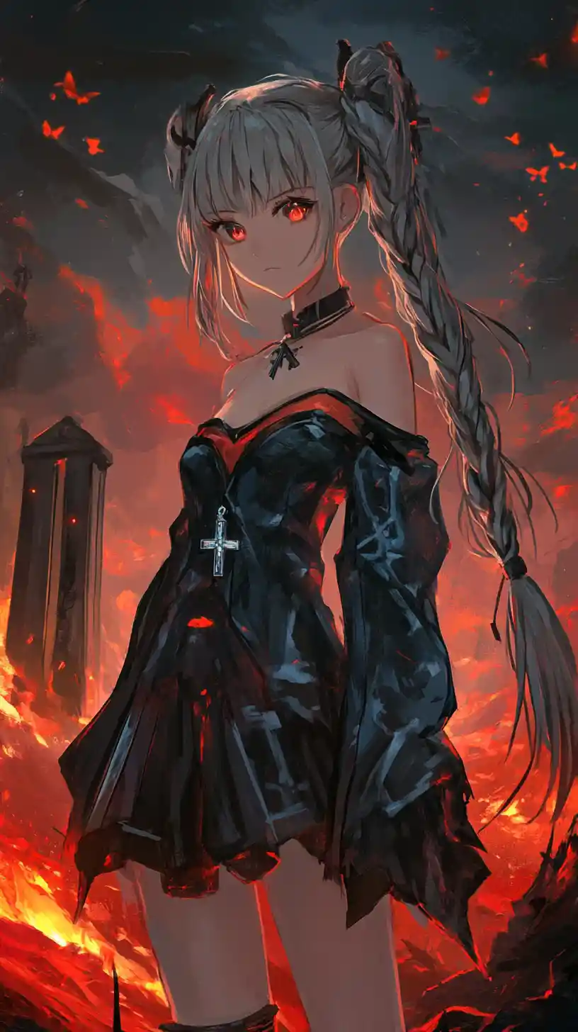 Anime girl in green halter top with ornate layered outfit