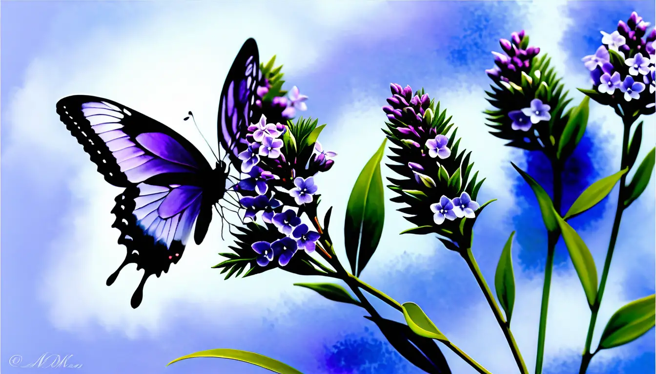 Lila Sommerfliederblüten vor weichem abstraktem Hintergrund