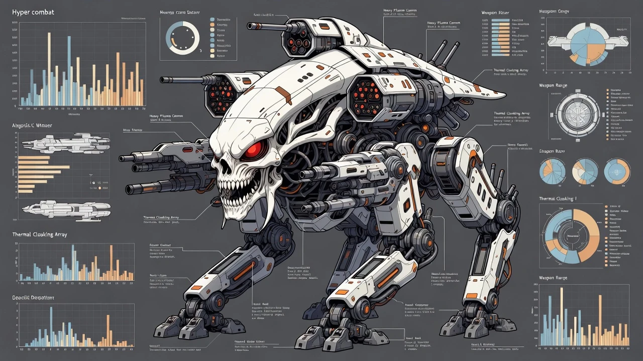3D engineering diagram of hyper combat alien walker