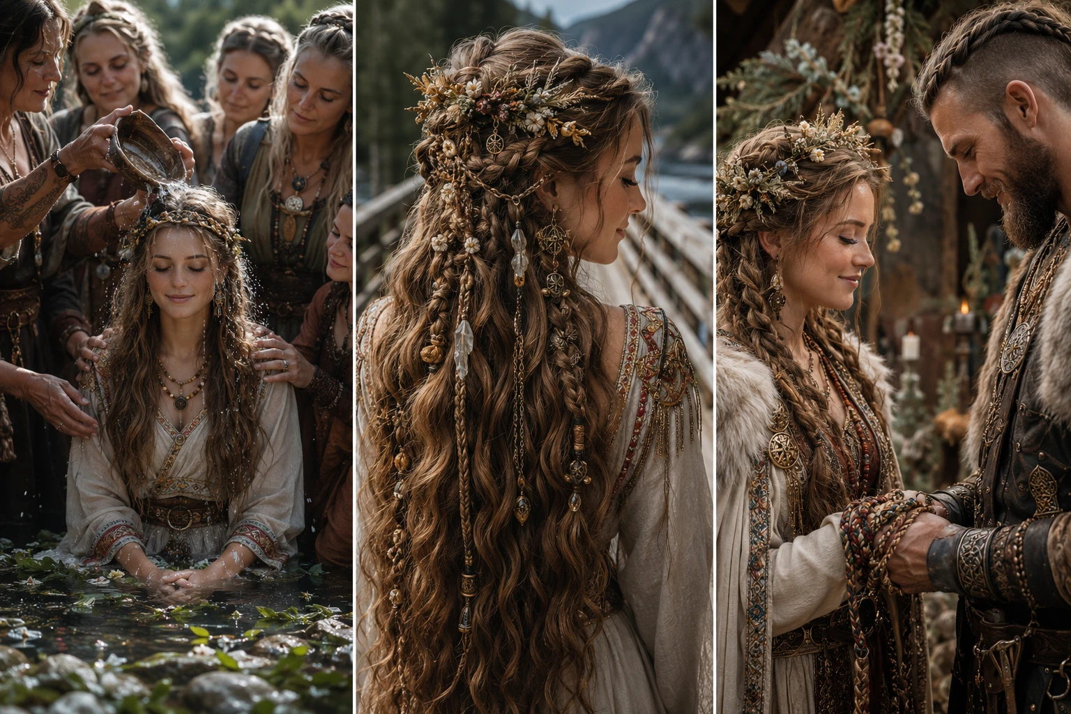Viking bride cleansing ritual with married female relatives