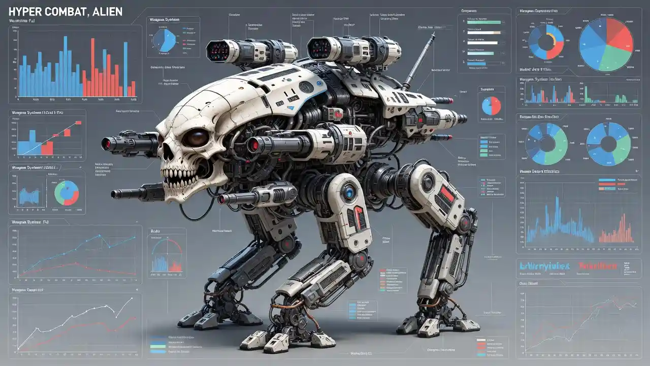 重裝武器外星機甲步行器的 3D 工程圖