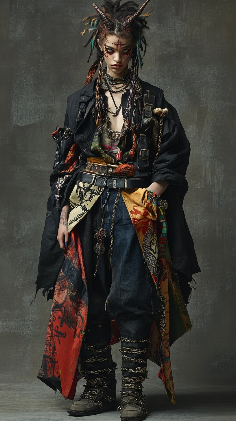 Urban mage in layered streetwear with dragon companion