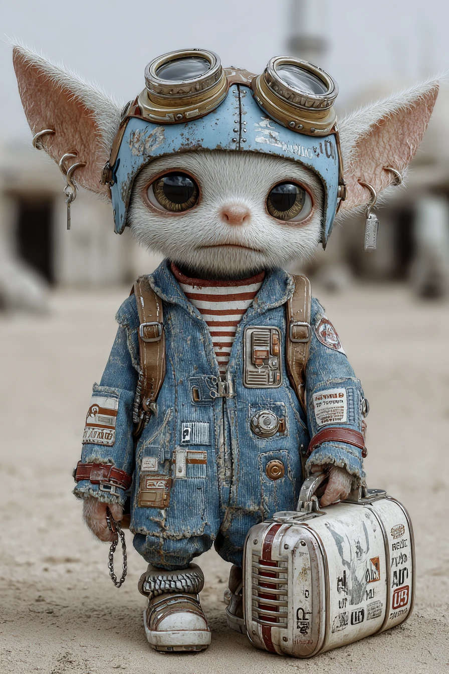 Cute alien creature in a scenic extraterrestrial landscape