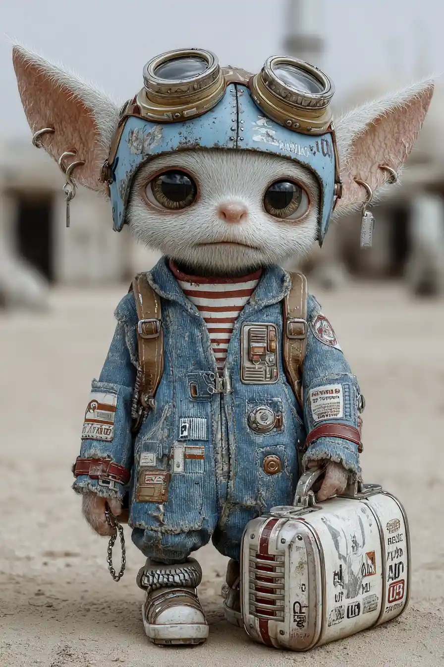 Cute alien creature in a scenic extraterrestrial landscape