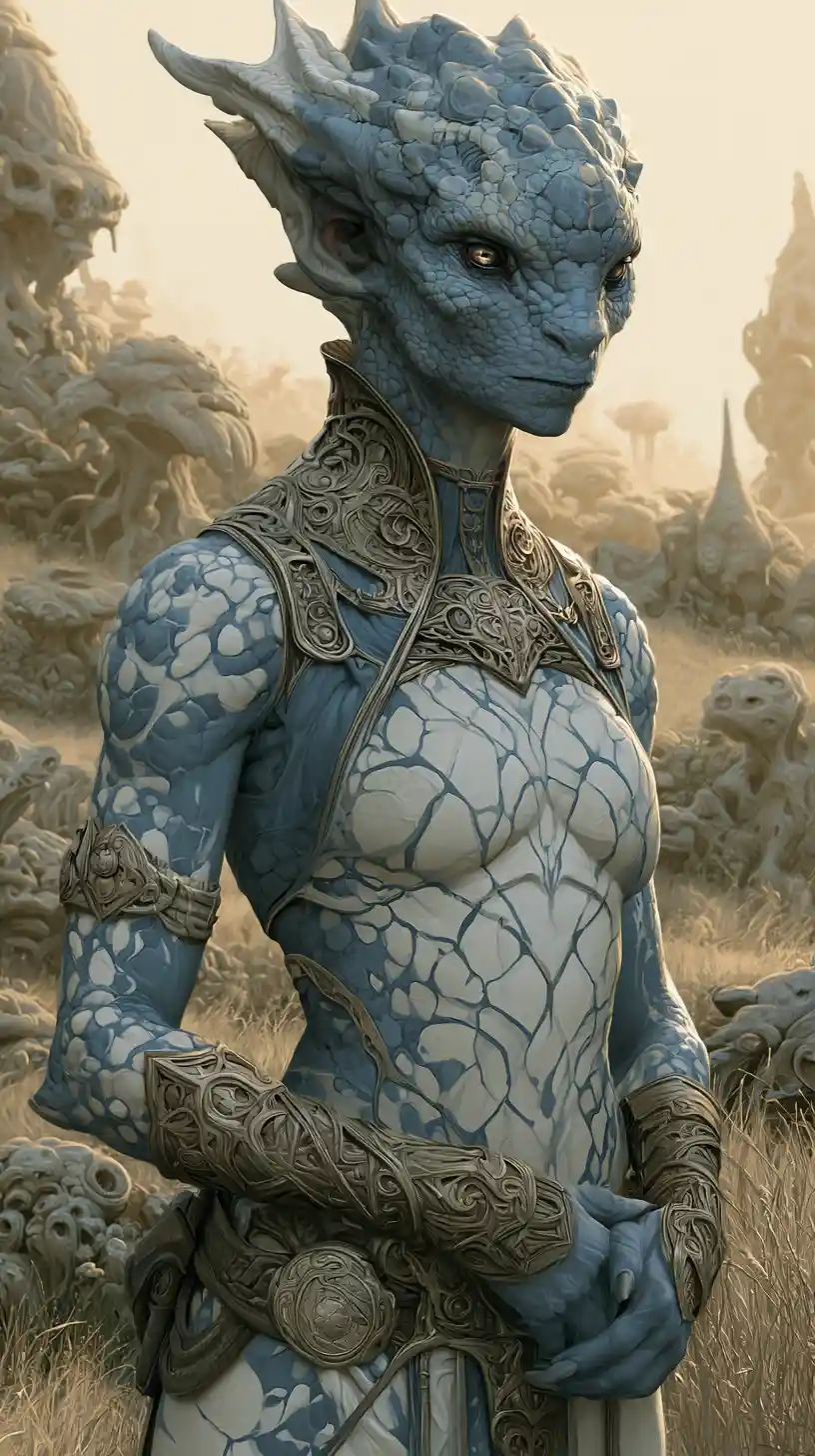 Anmutiges Alien in leuchtender außerirdischer Landschaft