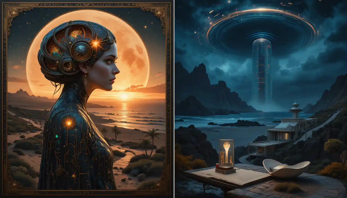 Surreal profile of a woman with forest landscape face