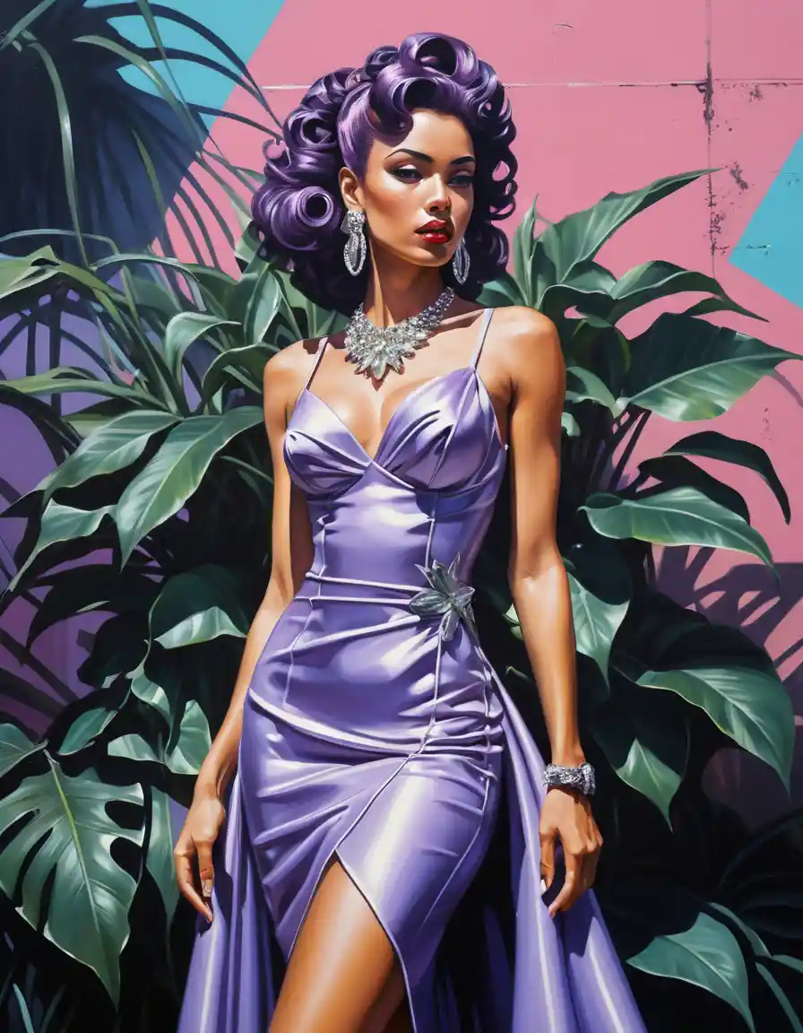 Solar punk woman in futuristic tropical fantasy portrait