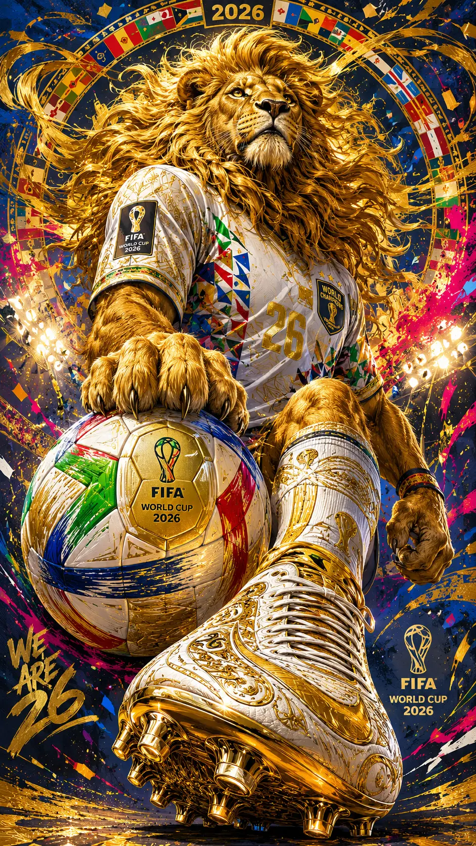 Golden Lion Football Icon In Dynamic Low Angle Illustration