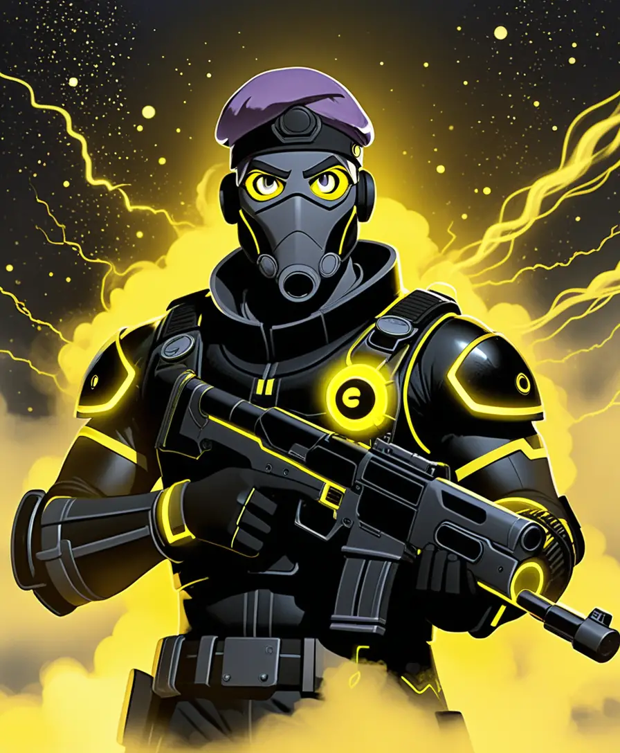 Bioluminescent Sci Fi Demolition Fighter In Cosmic Void