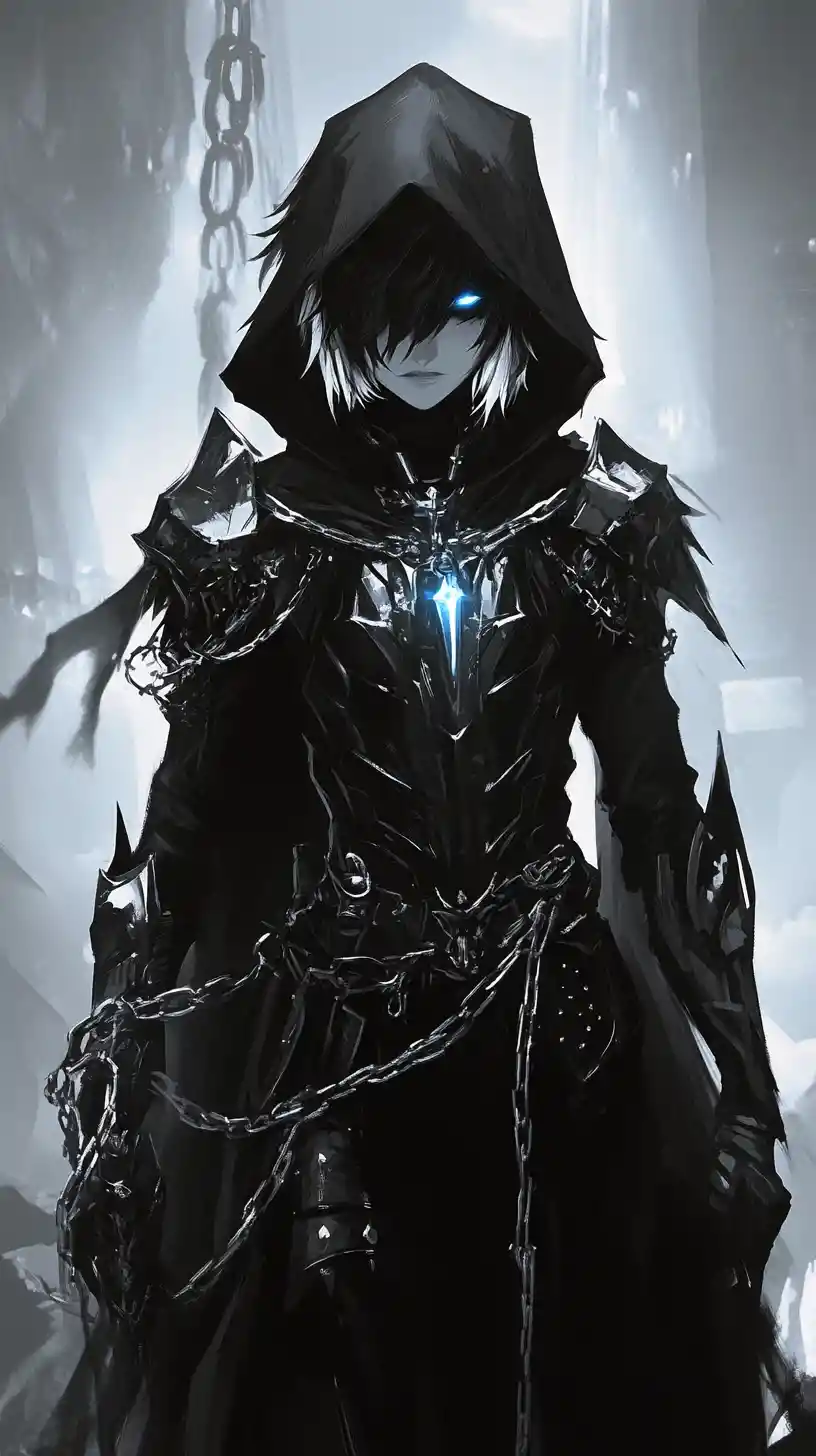 Anime dark fae executioner in crystalline fantasy court