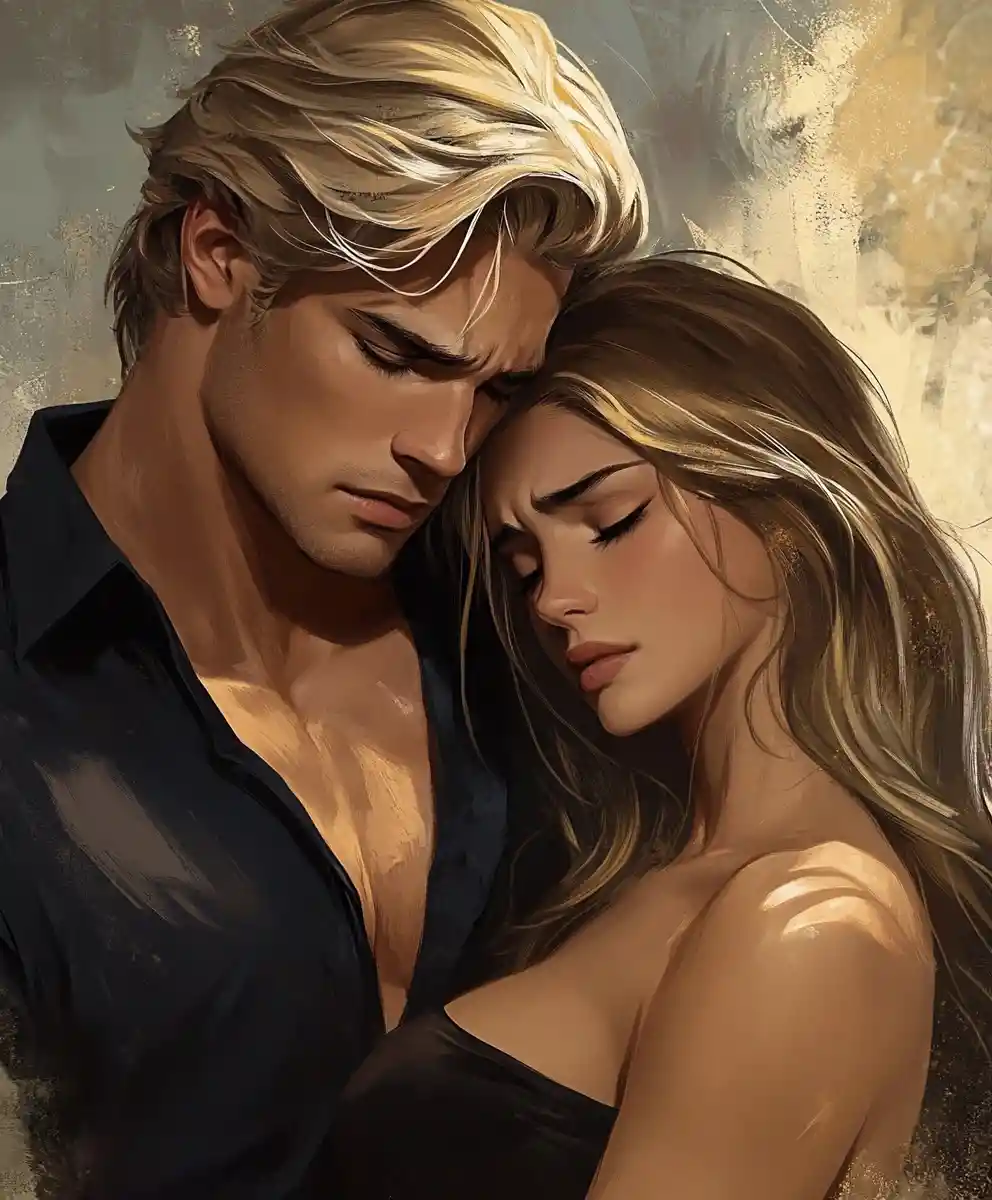 Muscular blond man sitting in a deeply sad moment