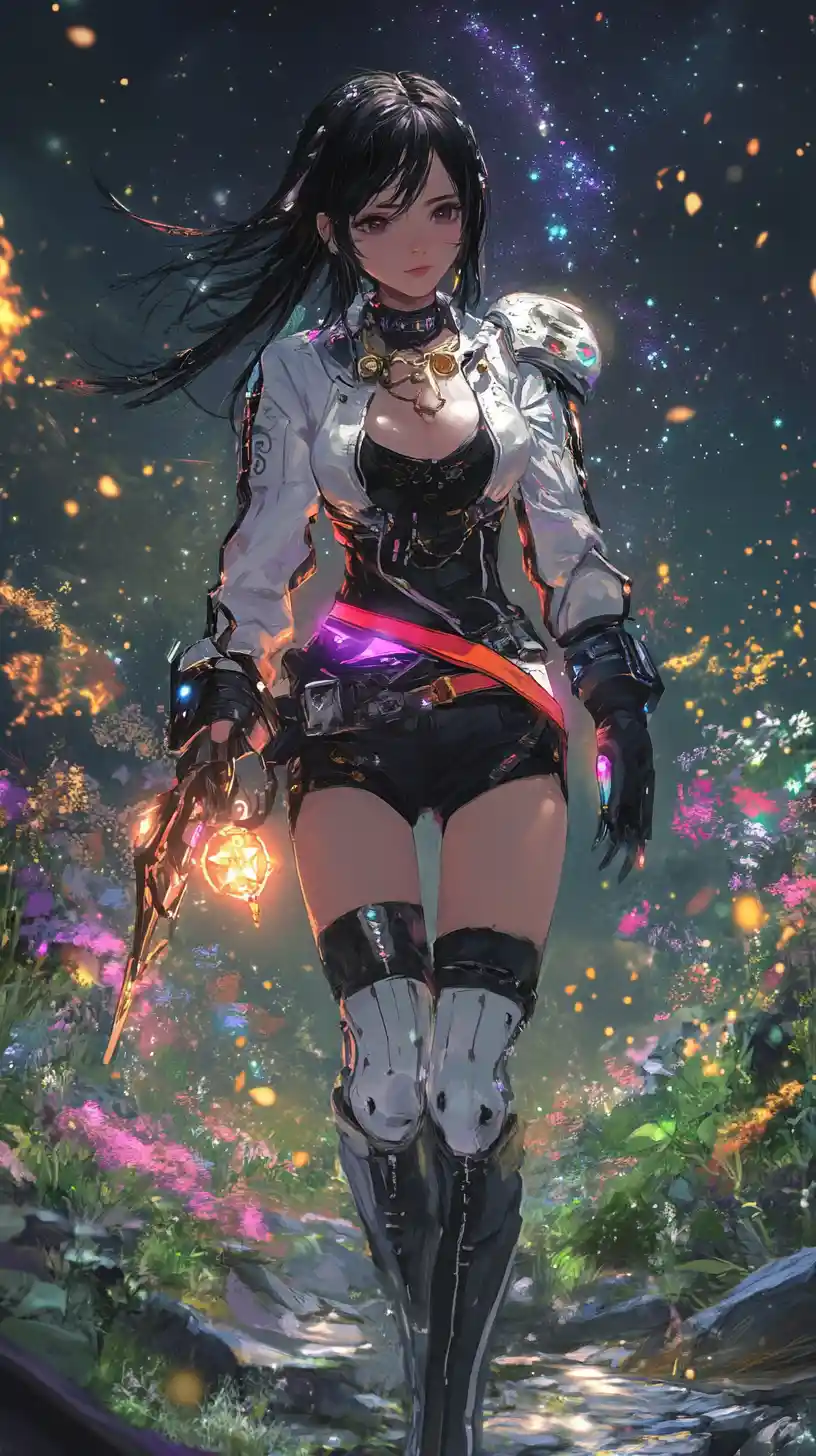 Anime girl in dragon scale armor with glowing red sword
