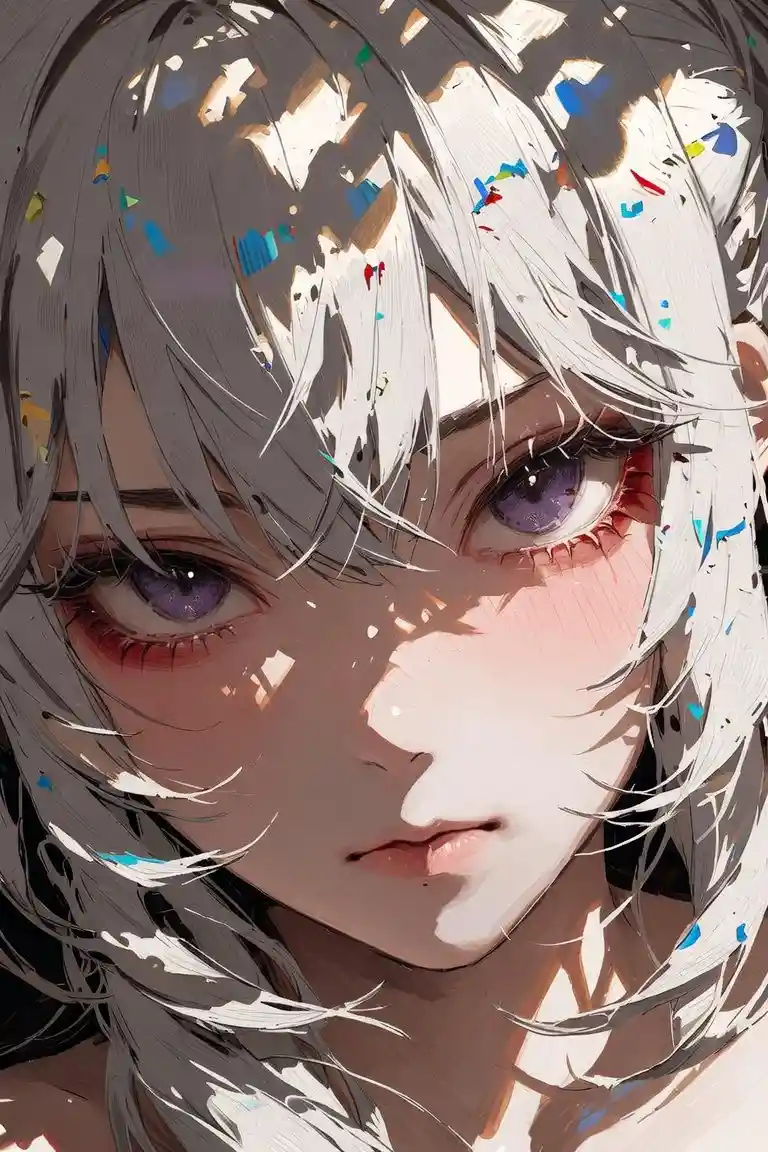 Primo piano di ragazza anime in stile olio impasto