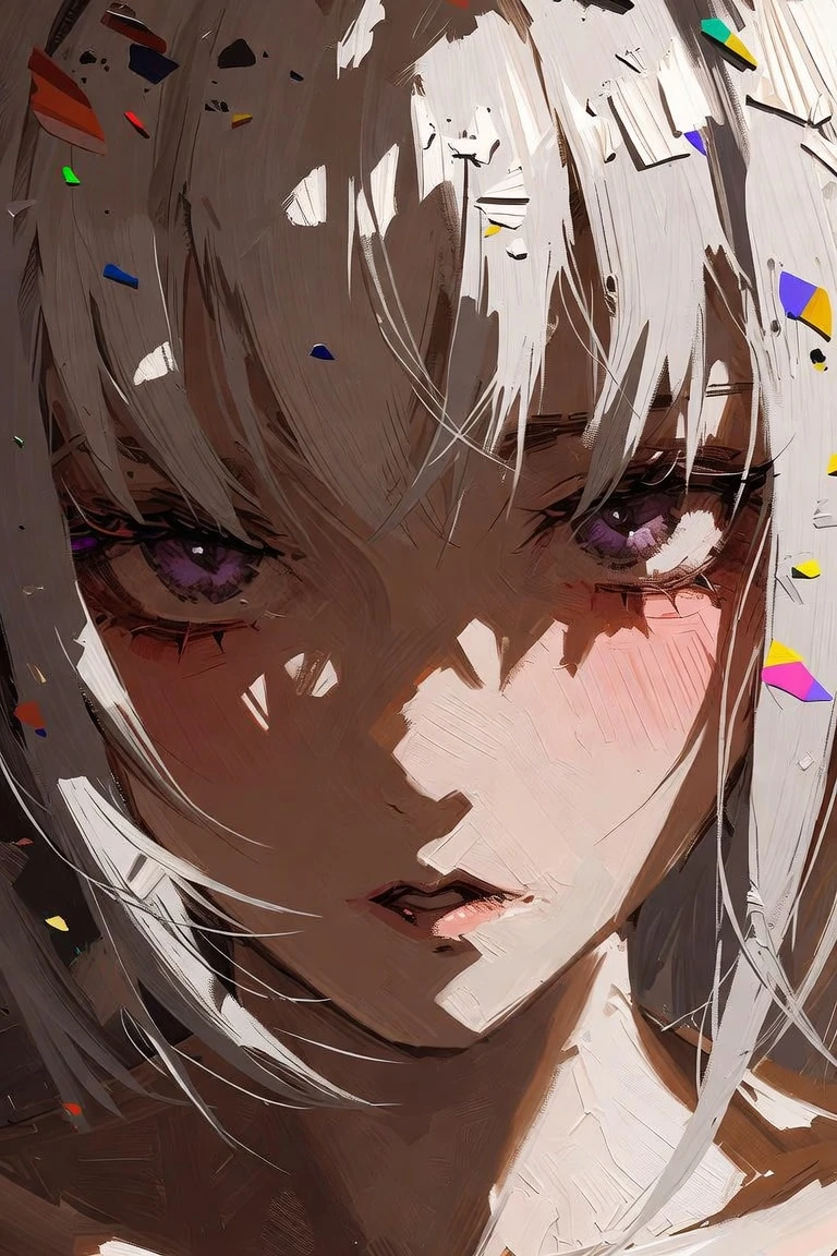 Anime girl portrait in dramatic chiaroscuro oil painting
