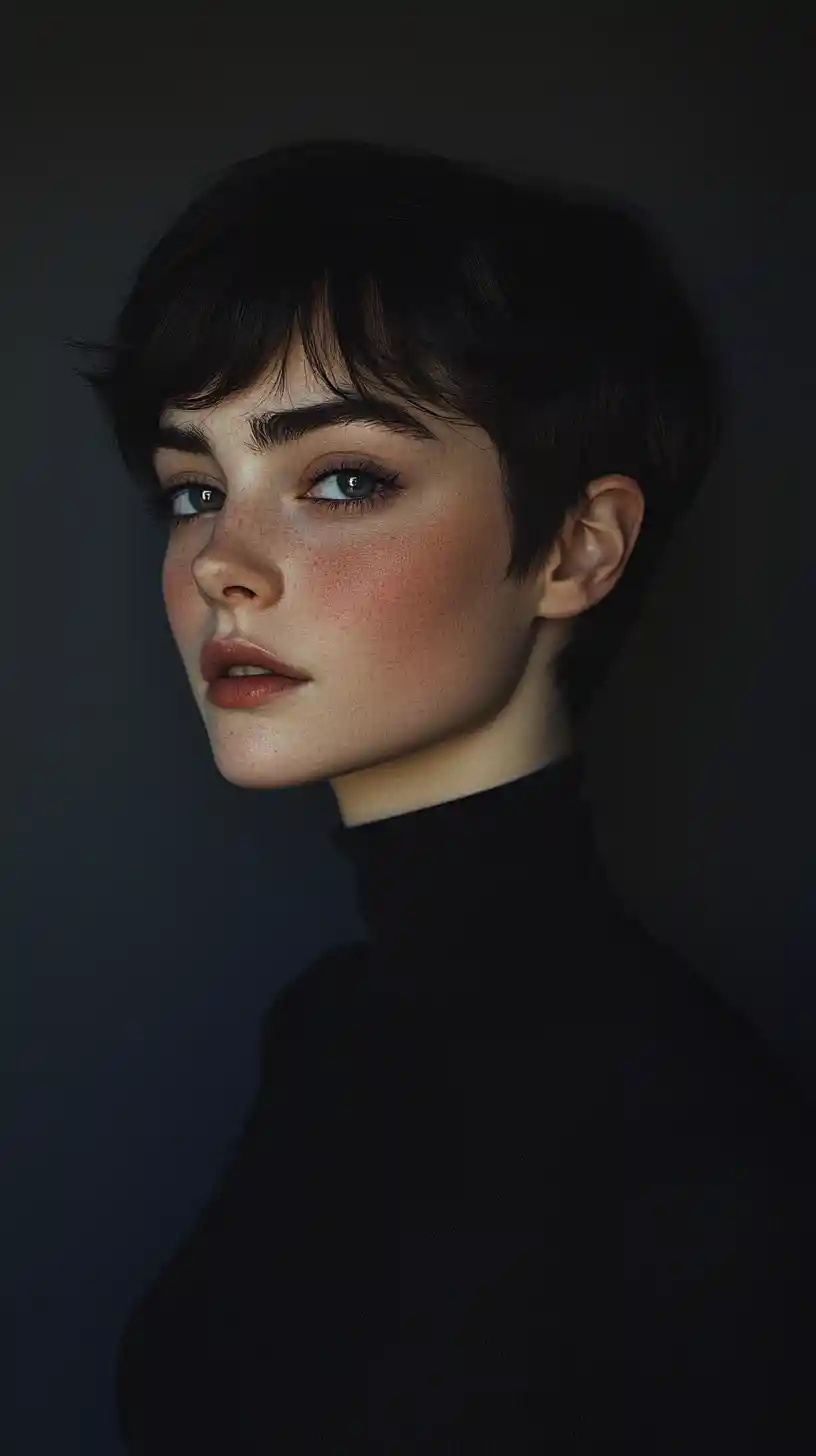 Moody digital portrait of a young woman in shadow