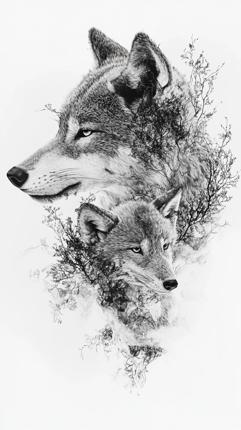 Wolf And Young Partially Dissolving Into Shared Particles