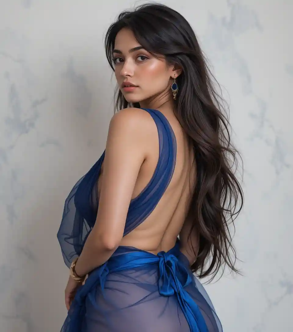Beautiful young Nepali woman posing in full body profile