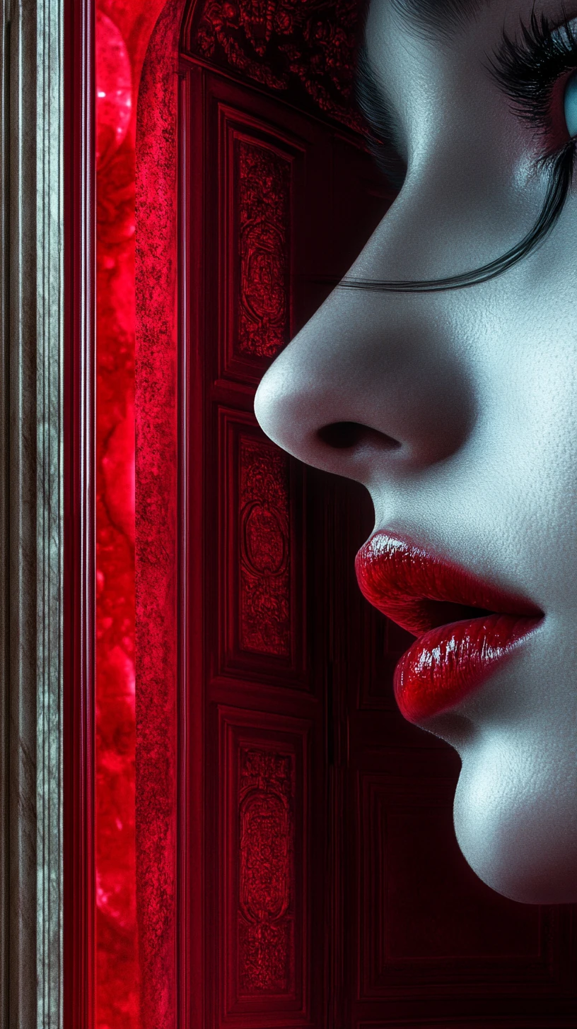 Bloodstained tears pooling across a silent mausoleum floor
