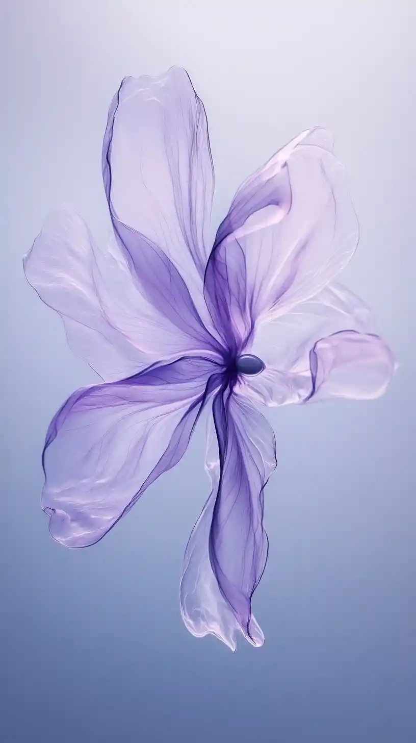 Translucent spirit of glass like petals drifting in mist