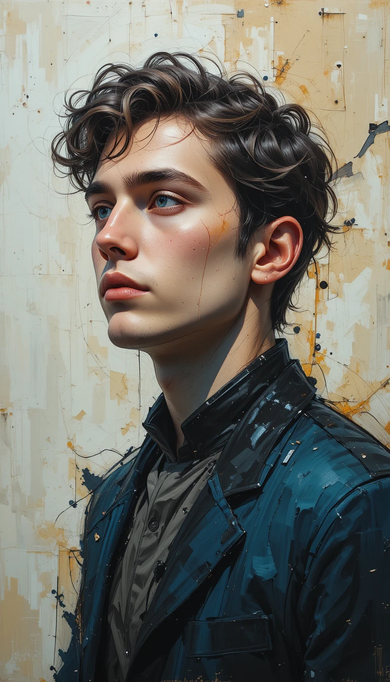 Gestural portrait of a young man in abstract light