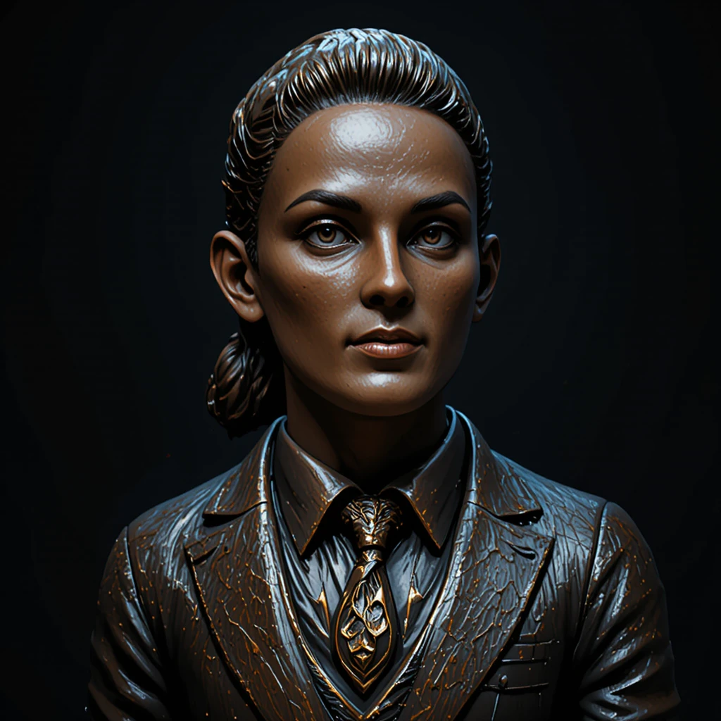 Dramatic bronze bust of a distinguished man in a bow tie