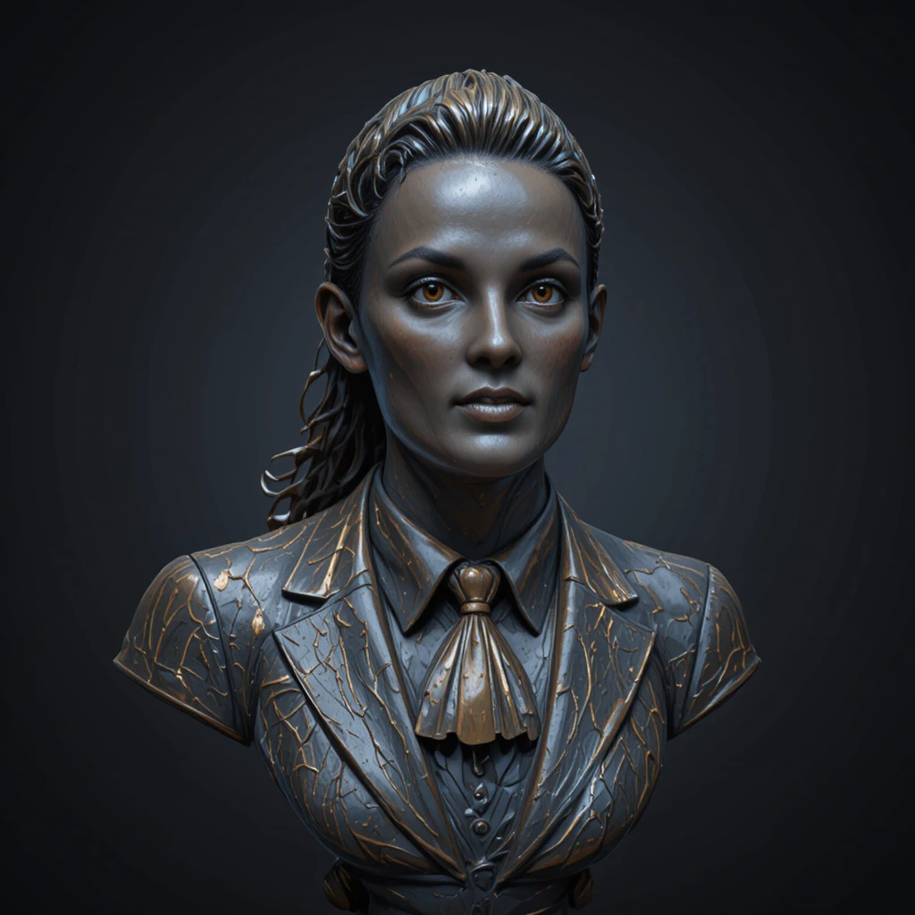Dramatic bronze bust of a contemplative distinguished man