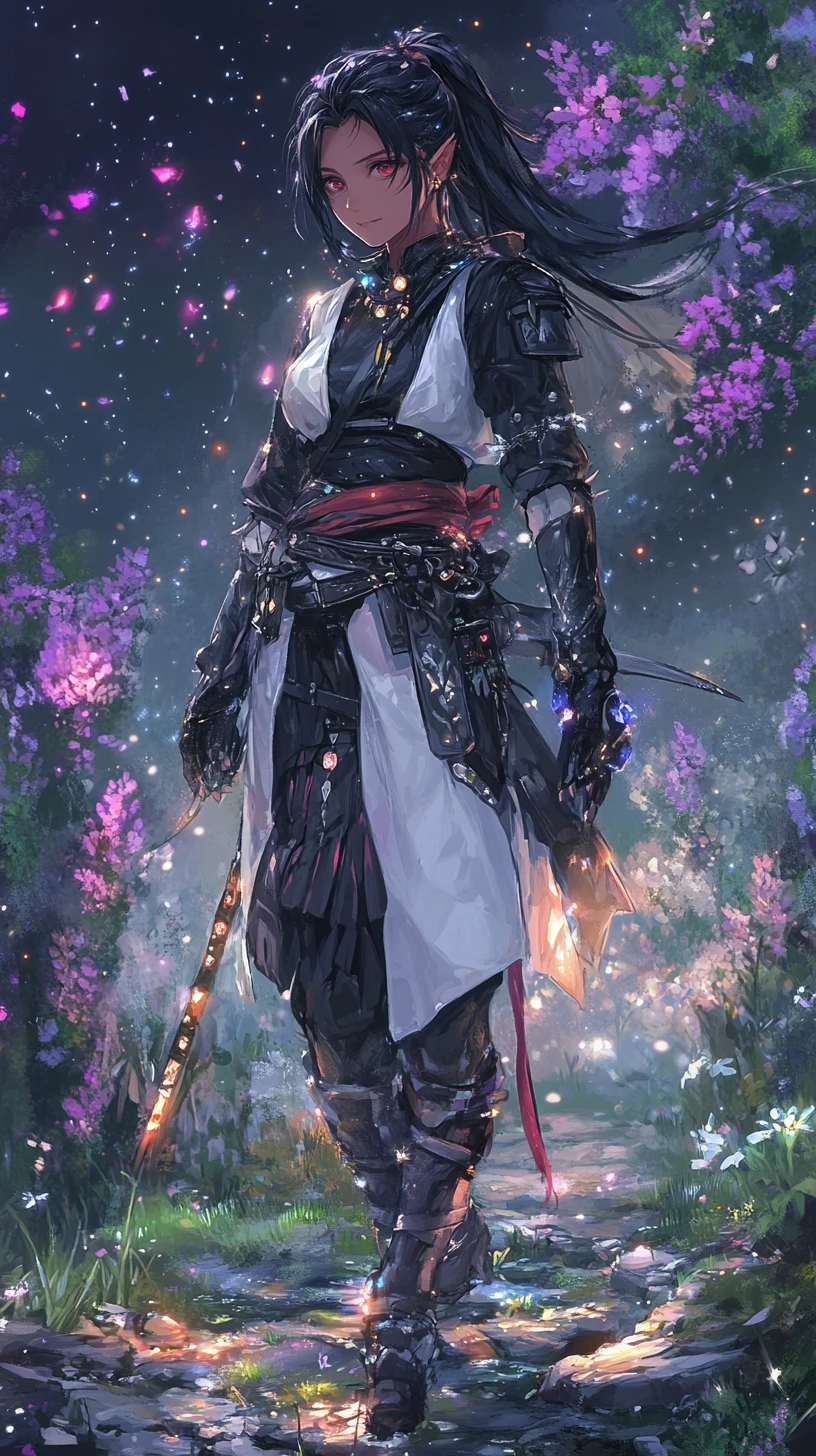 Armored anime girl with dragon scale armor and sword