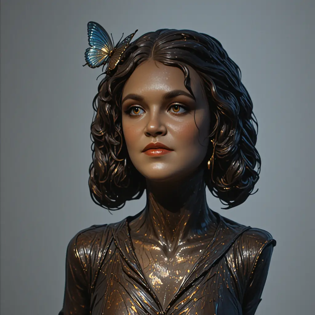 Dramatic bronze bust of a contemplative woman in suit
