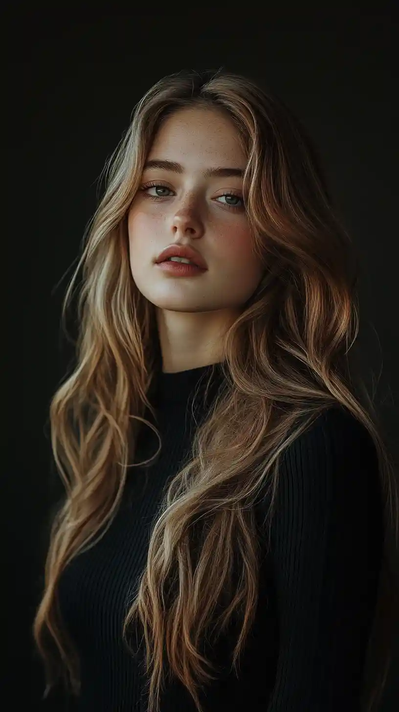 Calm close up portrait of a young woman