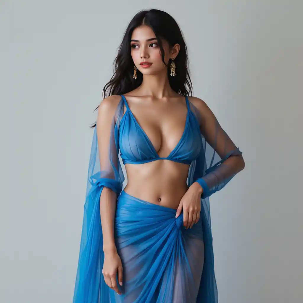 Full body portrait of a young nepali woman posing
