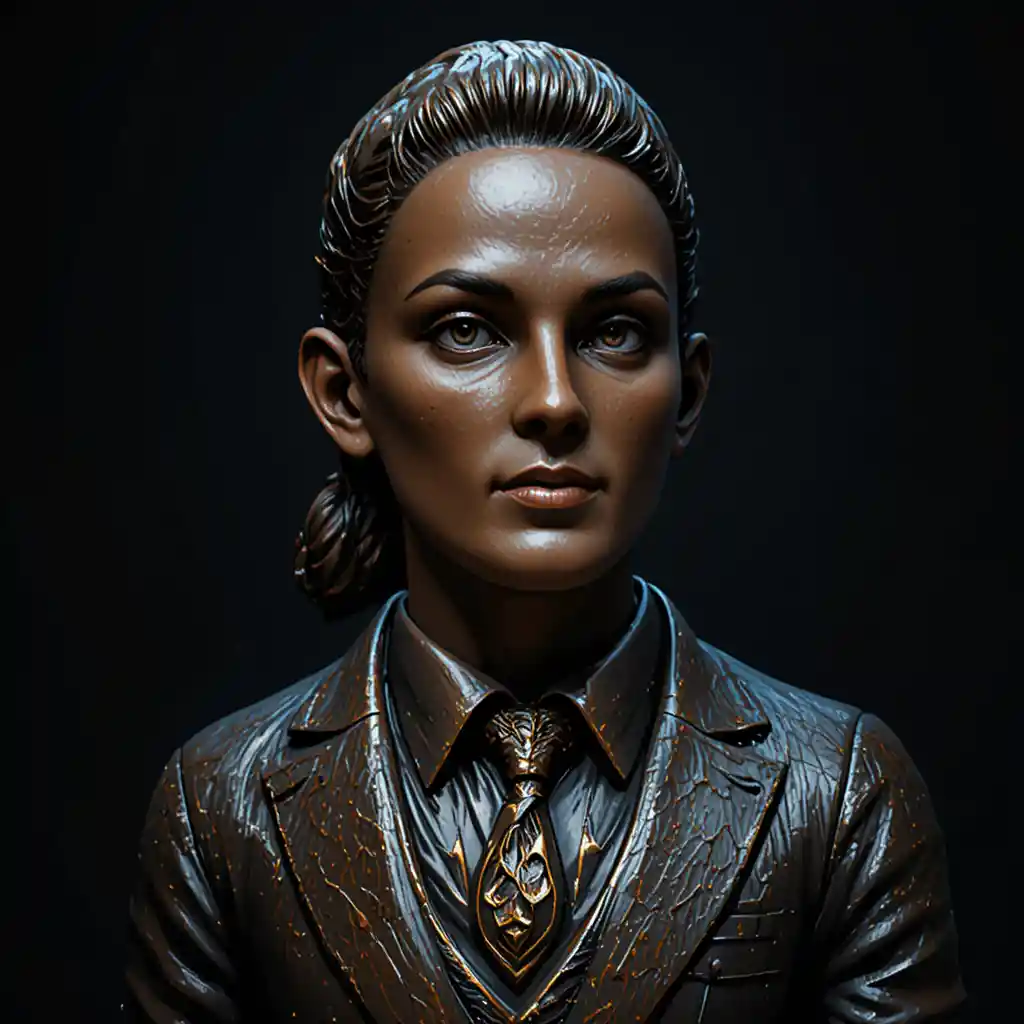 Dramatic bronze bust of a distinguished man in a bow tie