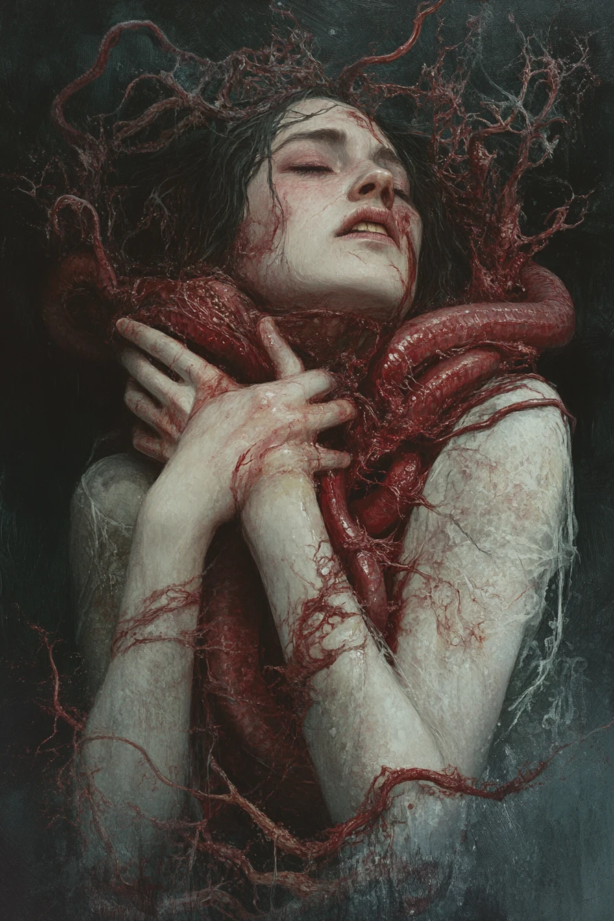 Dark woman embracing the inner monster and hidden fear