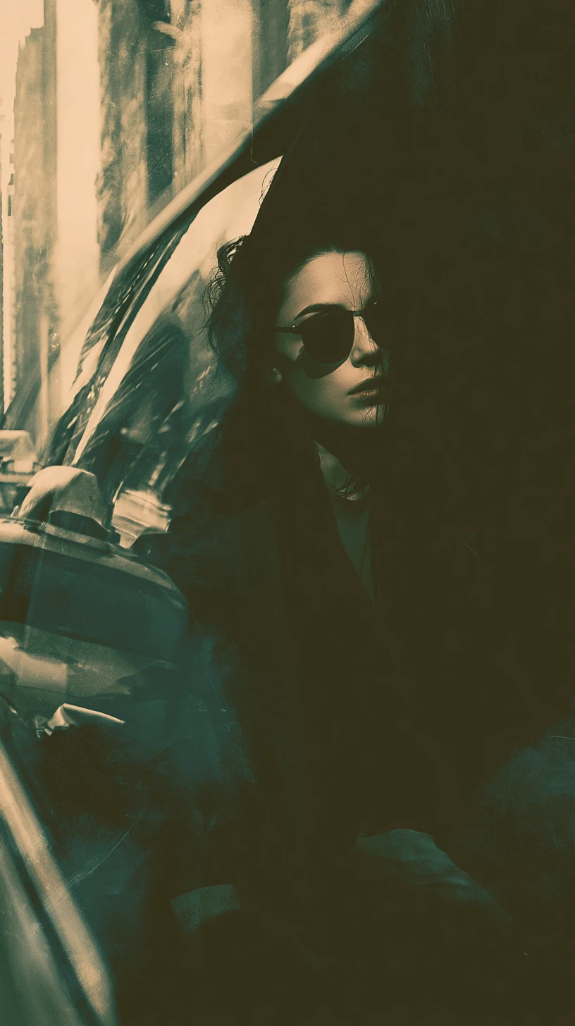 Sunglasses catching early morning sunlight on a city street