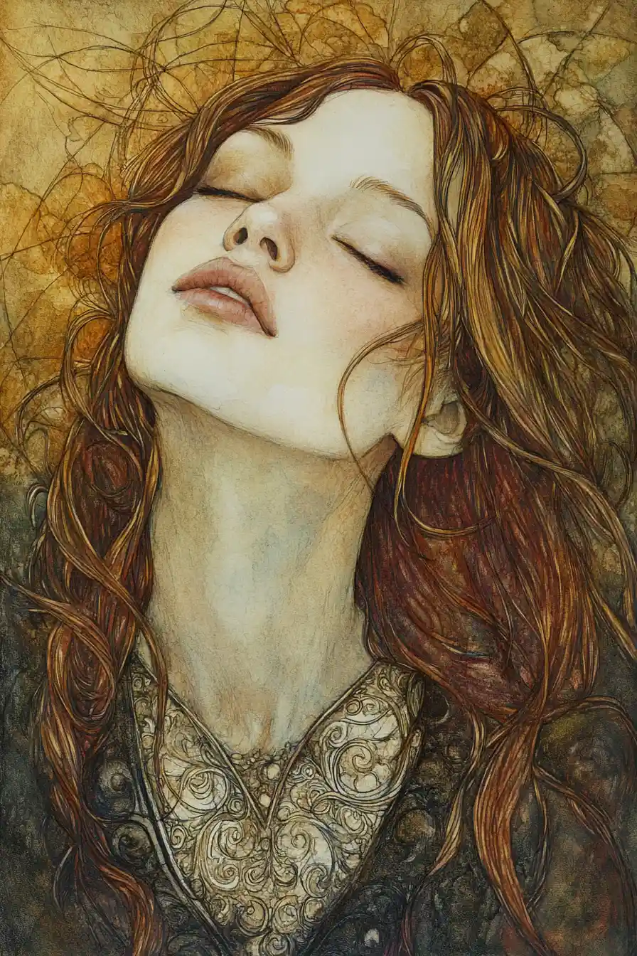 Enchanted Watercolor Portrait With Luminous Jewel Toned Glow