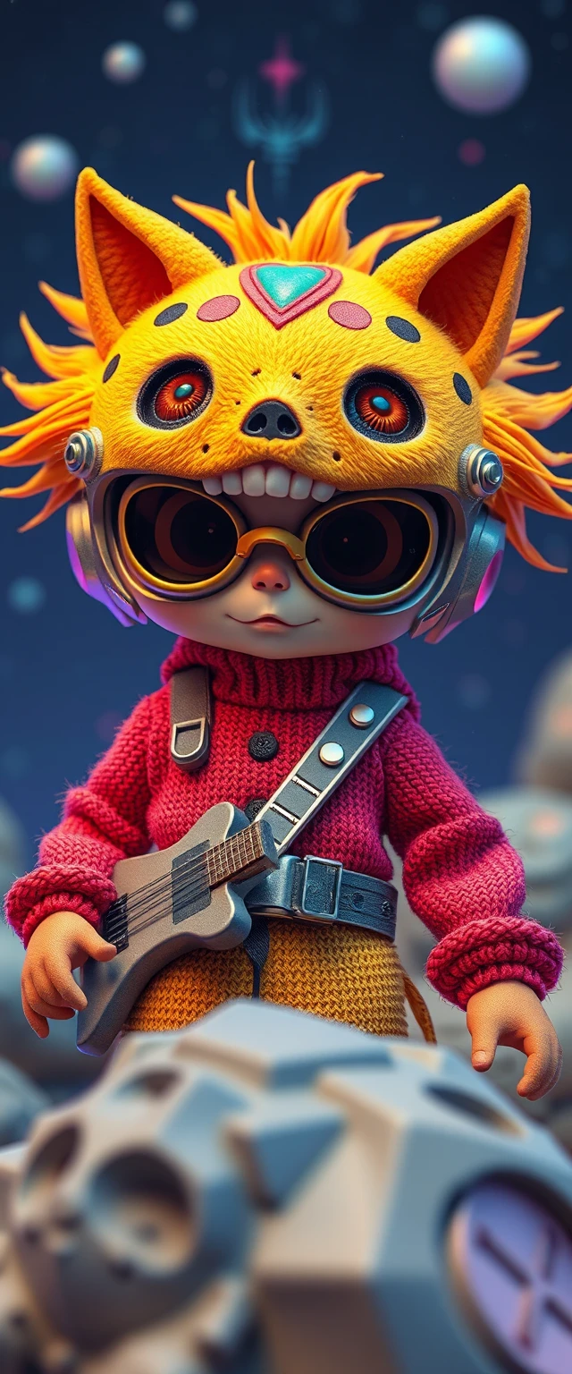 Colorful kawaii girl hero in a playful fantasy world