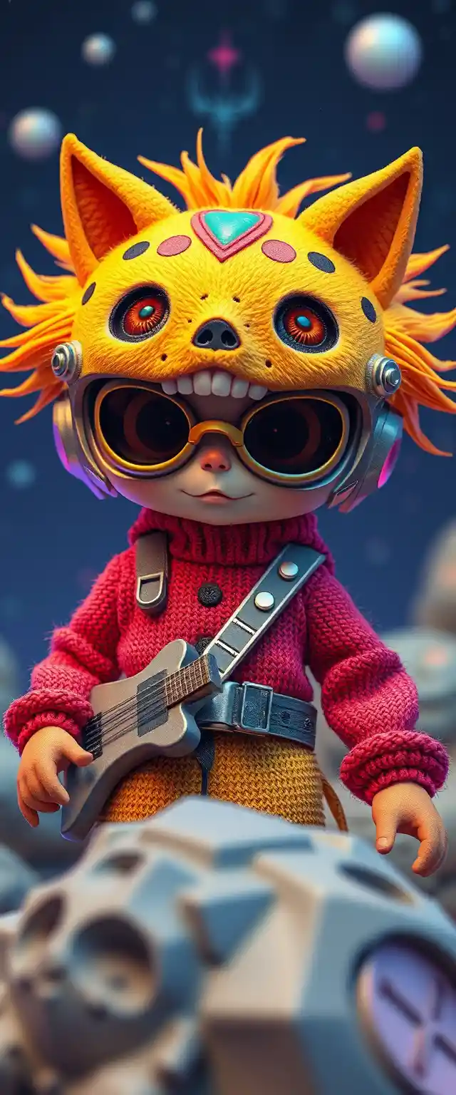 Colorful kawaii girl hero in a playful fantasy world