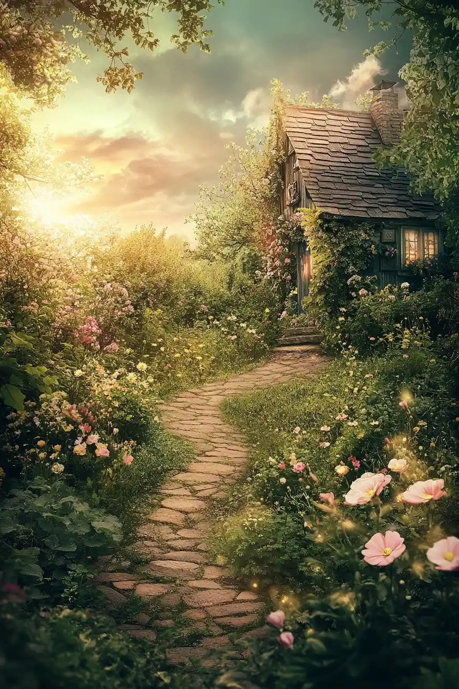 Cheerful surreal landscape with artistic photographic style