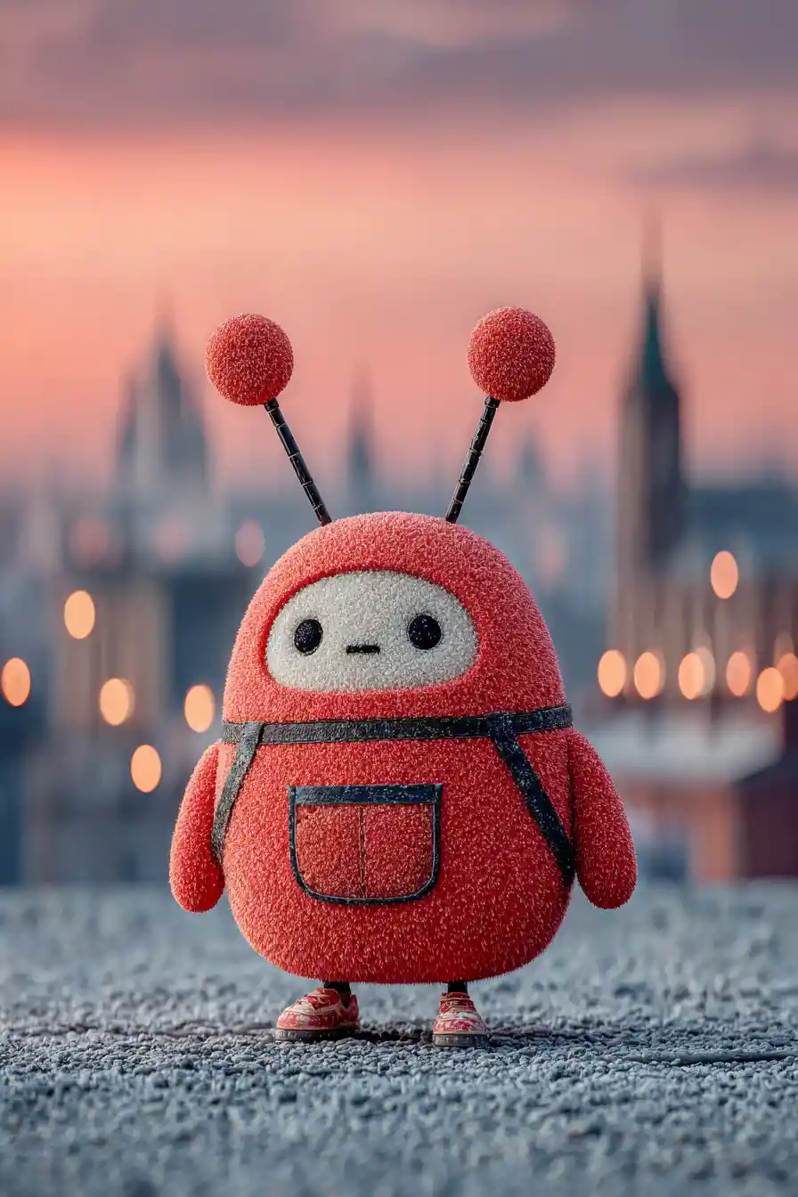 Cute alien creature in a scenic extraterrestrial landscape